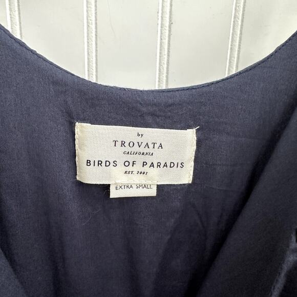 Trovata Birds of Paradis Lisboa Dress Navy Blue V Neck Maxi Sleeveless XS NWT - Picture 5 of 10